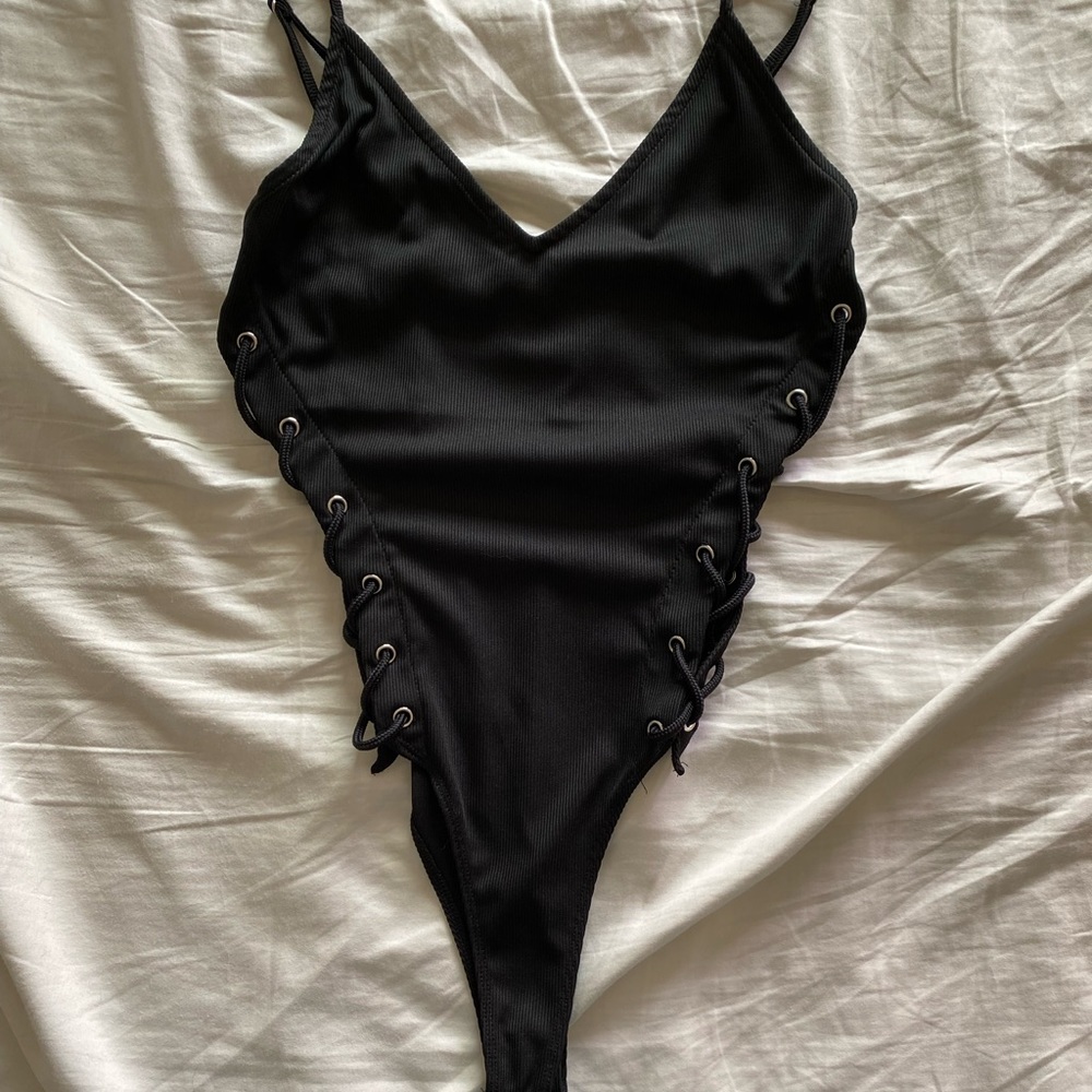Forever 21 black lace up body suit